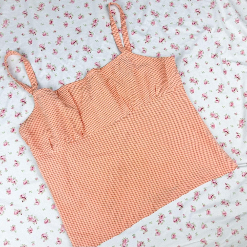 Girl Krazy Peach Gingham Vintage Top